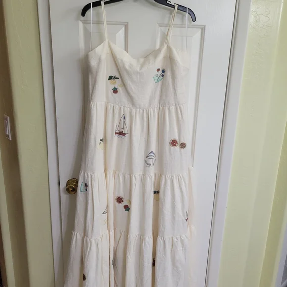Embroidered Cream Sundress - Picture 3 of 16